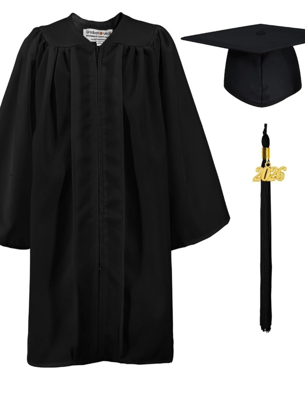 Kids Kindergarten Graduation Cap & Gown – Matte Black